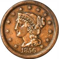 Lot of (5) 1856 Braided Hair Cents.