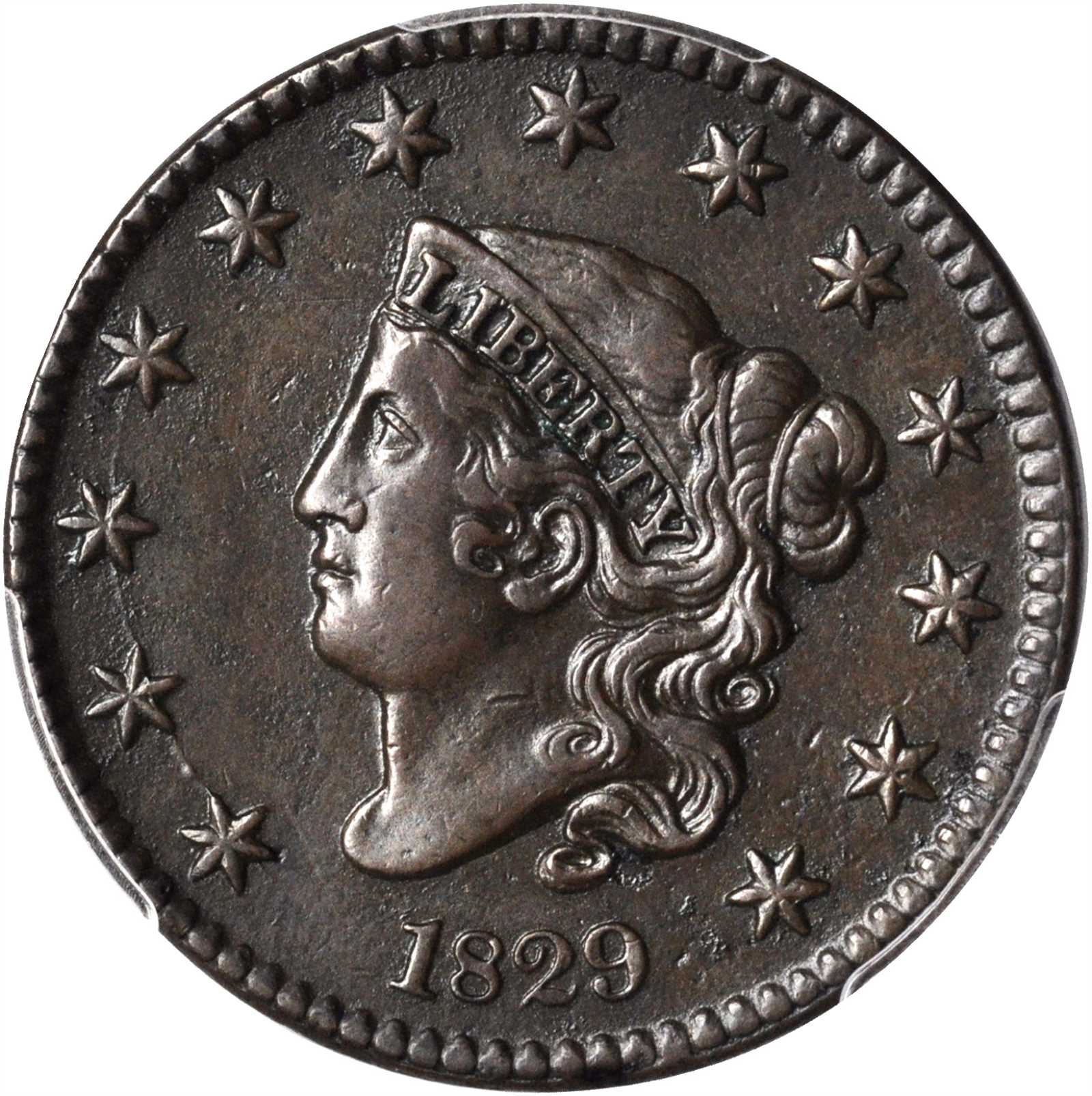 1829 Matron Head Cent. N-2. Rarity-2. Large Letters. EF Details--Environmental Damage (PCGS).