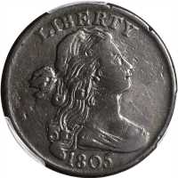 1805 Draped Bust Cent. S-267. Rarity-1. VF Details--Environmental Damage (PCGS).