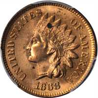 1868 Indian Cent. Snow-1, FS-101. Doubled Die Obverse. Unc Details--Environmental Damage (PCGS).
