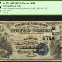 Wausau, Wisconsin. $20 1882 Date Back. Fr. 550. The National German-American Bank. Charter #4744. PC