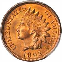 1893 Indian Cent. MS-65+ RD (PCGS).