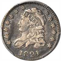1821 Capped Bust Dime. JR-1. Rarity-2. Large Date. VF-30 (PCGS).