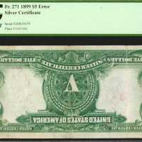 Fr. 271. 1899 $5 Silver Certificate. PCGS Very Fine 25. Inverted Back Printing.