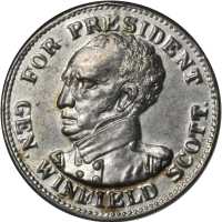 1852 Winfield Scott. DeWitt-WS 1852-4. White metal. 34 mm. MS-63 (NGC).