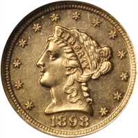 1898 Liberty Head Quarter Eagle. MS-61 PL (NGC).