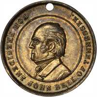 1860 John Bell. DeWitt-JBELL 1860-11. Fuld 509B/510B. Brass. 21.6 mm. Choice About Uncirculated.