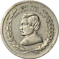 Three different 1864 George McClellan medalets.