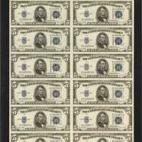 Fr. 1654. 1934D $5 Silver Certificates. Wide I. PCGS Very Choice New 64.Uncut Sheet of 12.