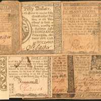 Colonial Currency. Collection of (9) Notes with Notable Signers. Good to About Uncirculated.