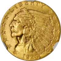 1926 Indian Quarter Eagle. MS-66 (NGC).