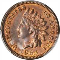 1884 Indian Cent. MS-64 RB (PCGS).
