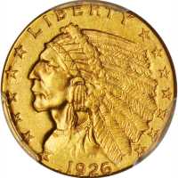 1926 Indian Quarter Eagle. MS-62 (PCGS).