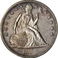 1854 Liberty Seated Silver Dollar. OC-1. Rarity-3+. Repunched Date. AU-55 Details--Cleaned (ANACS). 