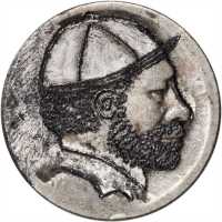 Undated Man with Beard, Hat and Collar. Host coin About Good.