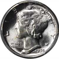 1934 Mercury Dime. MS-66 FB (PCGS).