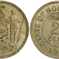 英属北婆罗州2 1/2仙镍币，PCGS MS64, 高分好品相难求