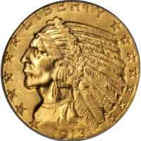 1913 Indian Half Eagle. MS-62 (PCGS).