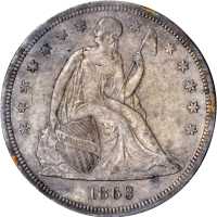 1863 Liberty Seated Silver Dollar. AU-58 (PCGS).