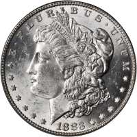 1883 Morgan Silver Dollar. VAM-10. Top 100 Variety. Doubled Die Obverse, Sextupled Stars. MS-62 (PCG