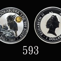 1997年澳洲「笑翠鸟」精製纯银币1元，重1盎司两枚。均BU品1997 Australia Proof Silver 1 Dollar, 