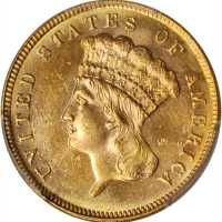 1887年3美元金币 PCGS UNC
