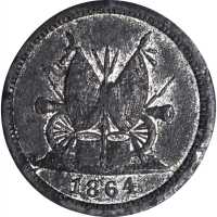 1864 Procese. Fuld-349/477 e. Rarity-9. White Metal. 18 mm. AU-58 (NGC).