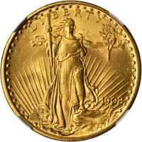1908 Saint-Gaudens Double Eagle. No Motto. MS-64 (NGC).
