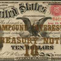 Fr. 190b (W-1236). 1864 $10 Compound Interest Treasury Note. PCGS New 61