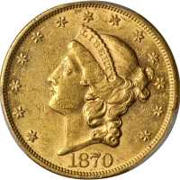 1870 Liberty Head Double Eagle. AU-58 (PCGS).