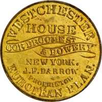 New York, New York. J.F. Darrow, Westchester House. Mirror. Bowers NY-4440. Gilt brass. 37 mm. About