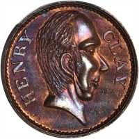 (ca. 1860s) Henry Clay. A Tariff For Protection medalet. DeWitt HC-C. Copper. 19 mm. MS-66 RB (NGC).