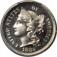 1889 Nickel Three-Cent Piece. Proof-65+ Cameo (PCGS).