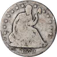 1870-CC Liberty Seated Half Dollar. WB-5. Rarity-6. Good-4 (PCGS).