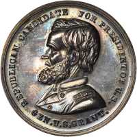 1868 Ulysses S. Grant. DeWitt-USG 1868-7. Large Letters. Silvered brass. 32.3 mm. Choice About Uncir