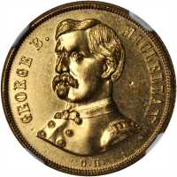 1864 George McClellan. DeWitt-GMcC 1864-25, var. Gilt brass. 24 mm. MS-64 (NGC).