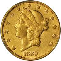 美国1880-S年20美元金币。