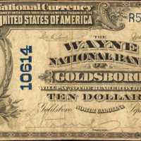 Goldsboro, North Carolina. $10 1901 Plain Back. Fr. 631. The Wayne NB. Charter #10614. Fine.