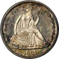 1865 Liberty Seated Half Dollar. Proof-66 Cameo (PCGS). CAC.
