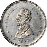 1864 Abraham Lincoln. DeWitt-AL 1864-14. White metal. 31 mm. MS-62 PL (NGC).
