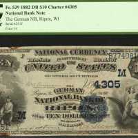 Ripon, Wisconsin. $10 1882 Date Back. Fr. 539. The German NB. Charter #4305. PCGS Very Fine 30.
