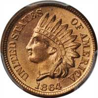 1864 Indian Cent. Bronze. MS-65 RD (PCGS).