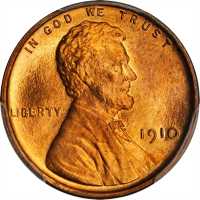 1910 Lincoln Cent. MS-67 RD (PCGS).