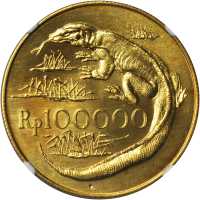 1974年印度尼西亚100,000卢比精製金币。