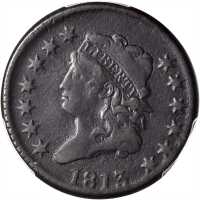 1813 Classic Head Cent. S-292. Rarity-2. VF Details--Environmental Damage (PCGS).