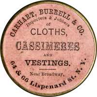 New York, New York. 1867 Carhart, Burrell & Co. Bowers NY-4020. White metal. 38 mm. Very Choice Abou