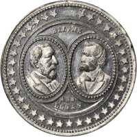 1884 James G. Blaine. DeWitt-JGB 1884-2. White metal. 35 mm. MS-63 DPL (NGC).