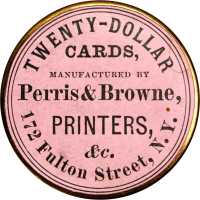 New York, New York. 1868 Perris & Browne. Bowers NY-7143. Gilt brass. 34 mm. Mint State.