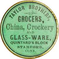 Connecticut, Stamford. Taylor Brothers. Bowers CT-430. Gilt brass. 38 mm. Mint State.