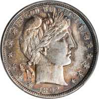 1892 Barber Half Dollar. Unc Details--Questionable Color (PCGS).